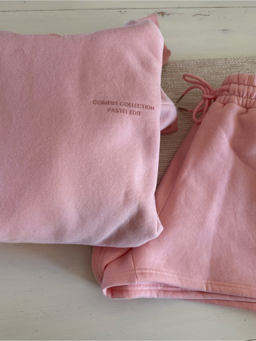Comfrt Collection Pastel Edit Pink Sweatshirt & Shorts Set - Picture 1 of 4